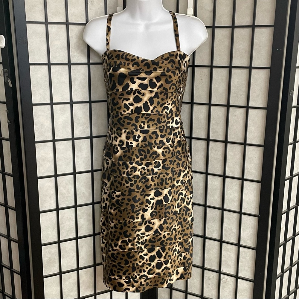Evan Picone, ladies jaguar print vintage midi dress size 12